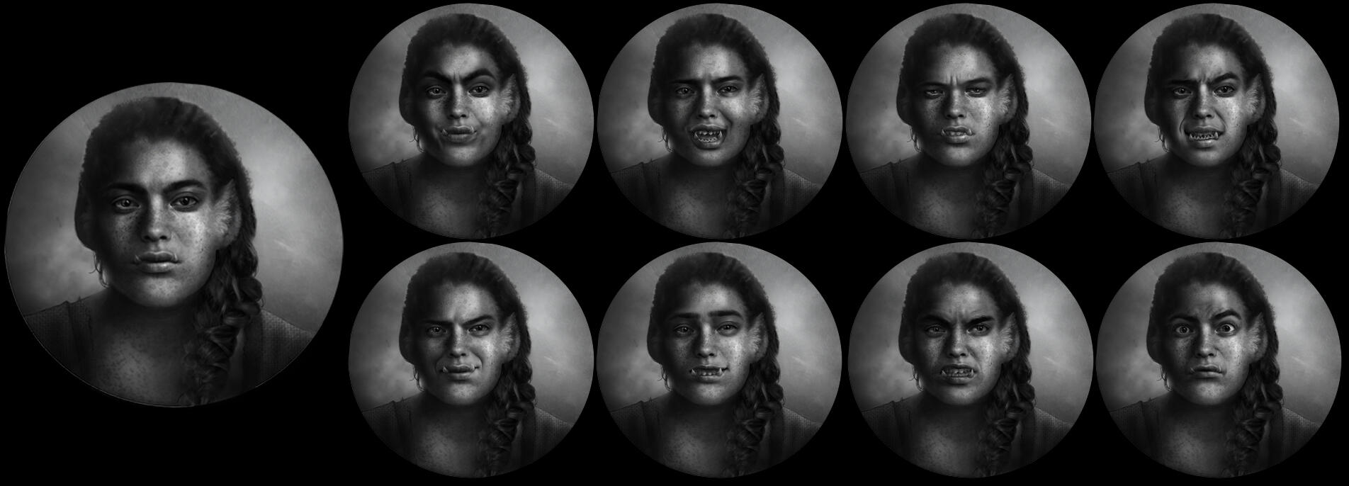 A set of character facial expressions. A set of character facial expressions.